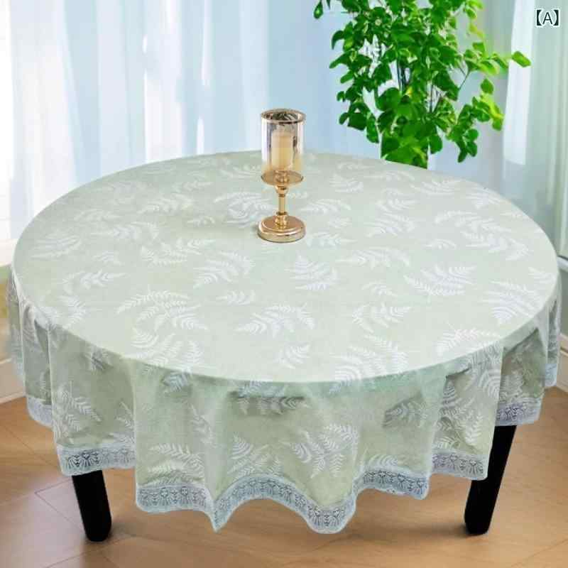 テーブルクロス 北欧風 植物 花柄 防水 防油 耐熱 防塵 免洗 PVC 丸型 ダイニングテーブル サイドテーブル 家庭 リビング ナチュラル