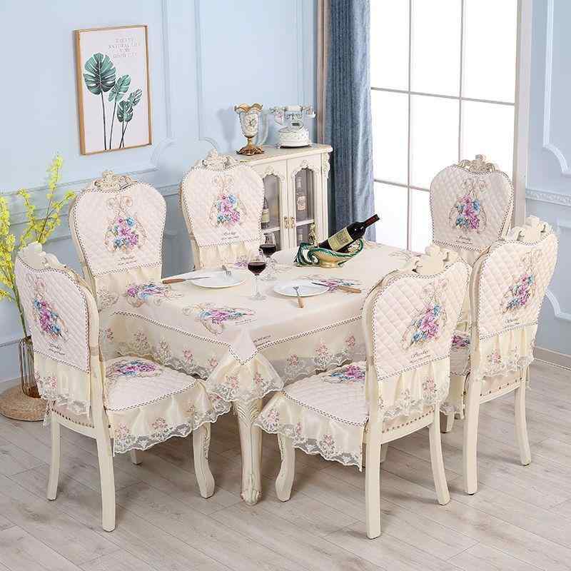 ダイニング テーブルクロス 椅子カバー 座クッション セット 綿素材 北欧スタイル 正方形 耐熱 紫 ベー..