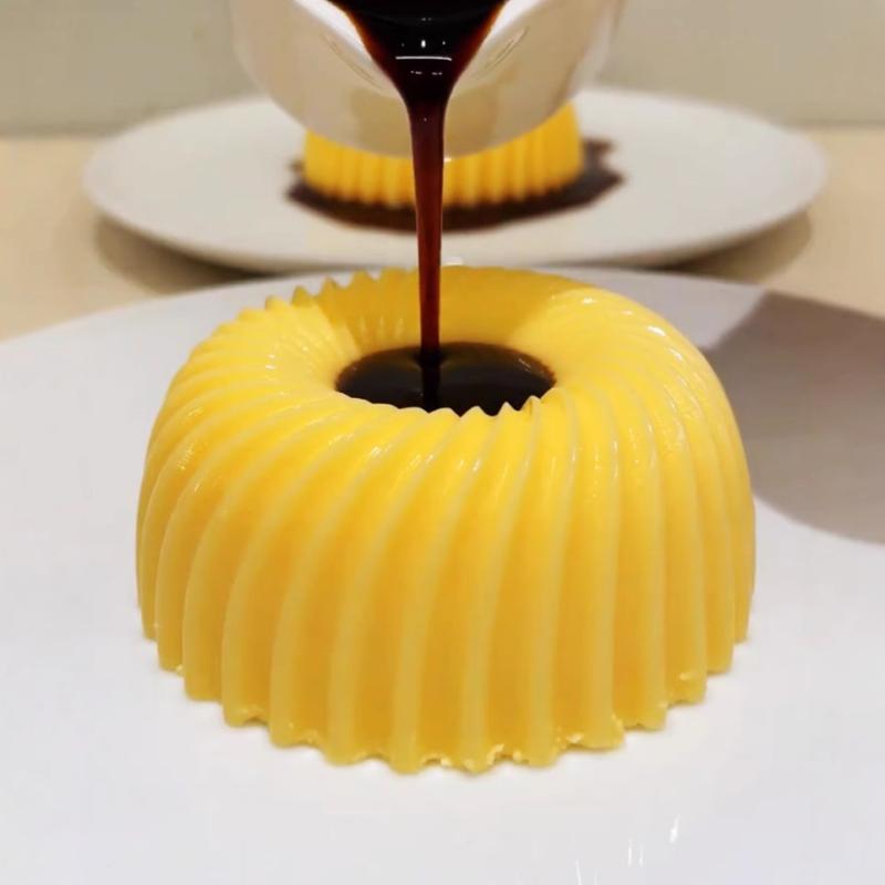 プリン 型 シリコン 丸型 黒 スカート プリン 黒糖 ムース ケーキ 模様 デザート 型 シュガークラフト ..