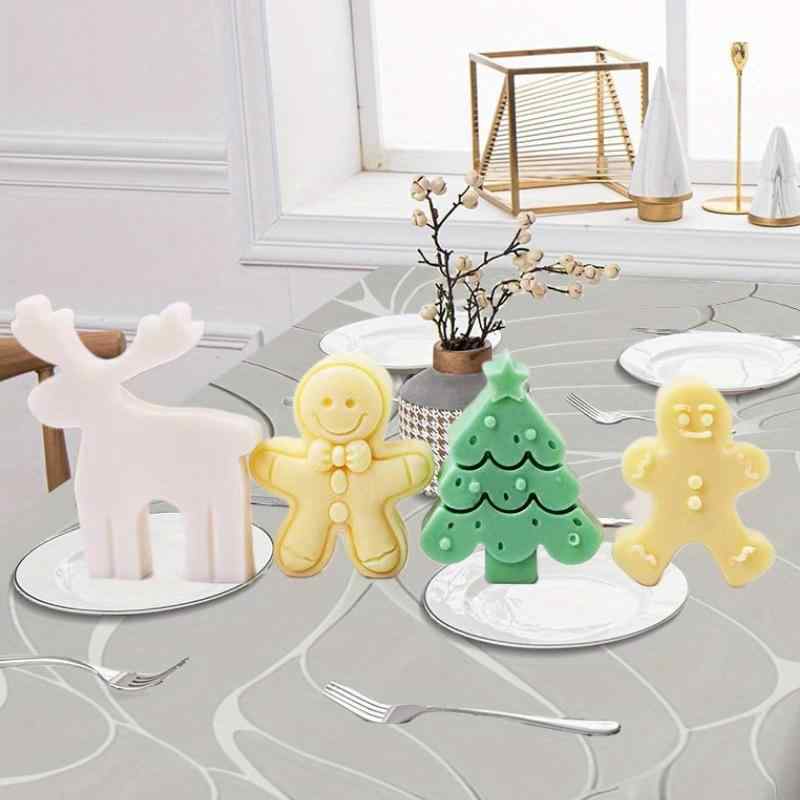 シリコン ケーキ型 クリスマス シリーズ ツリー ジンジャーマン 笑顔 リボン 傘 ボタン ミニ トナカイ 雪だるま 型 ベーキング キャンドル アロマ 家庭 置物 透明 モダン シンプル