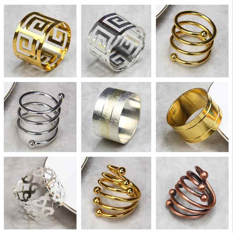 ナプキンリング 卍柄 心形 双珠 六珠 スプリング 弾力 亜鉛合金 電気メッキ加工 金 銀 銅 おしゃれ 食..