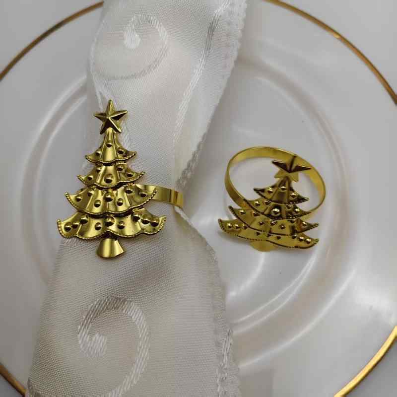 ナプキンリング クリスマスツリー 金色 鉄製 電気メッキ加工 シンプル クリエイティブ テーブルアクセ..