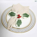 ナプキンリング クリスマス 装飾 リアル ベリー 緑葉 高級感 欧米風 テーブル ディナー パーティー 冬 赤 金 銀