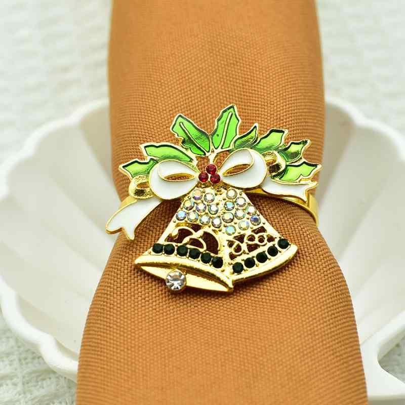 ナプキンリング クリスマス ダブル ベル カラフル クリスマスツリー 緑 金属 電気メッキ加工 テーブル..