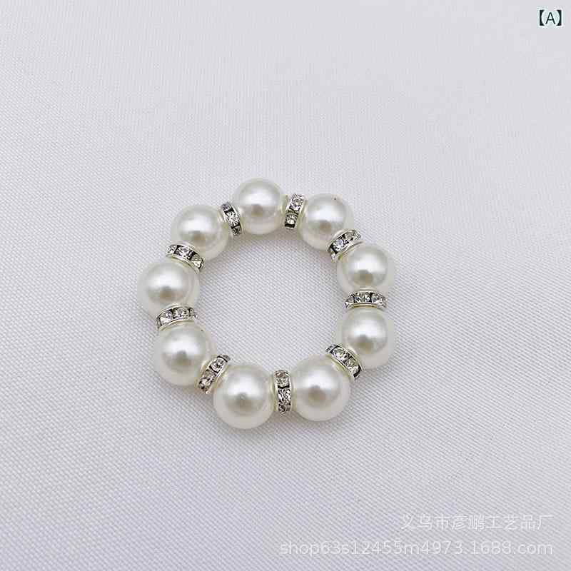 ナプキンリング 白 ダブルパール ジルコニア 装飾 電気メッキ加工 プラスチック 現代簡約 ウェディング テーブル 祭日 ホテル ディナー パーティー アクセサリー