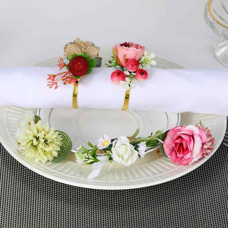 ナプキンリング 花柄 白 銅 素材 金属 加工 欧風 スタイル ホテル テーブル 盛り付け 高級感 電気メッ..