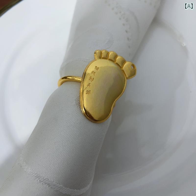 ナプキンリング 精巧 かわいい カートゥーン 足柄 高級感 亜鉛合金 電気メッキ加工 黄 金 誕生日 パー..