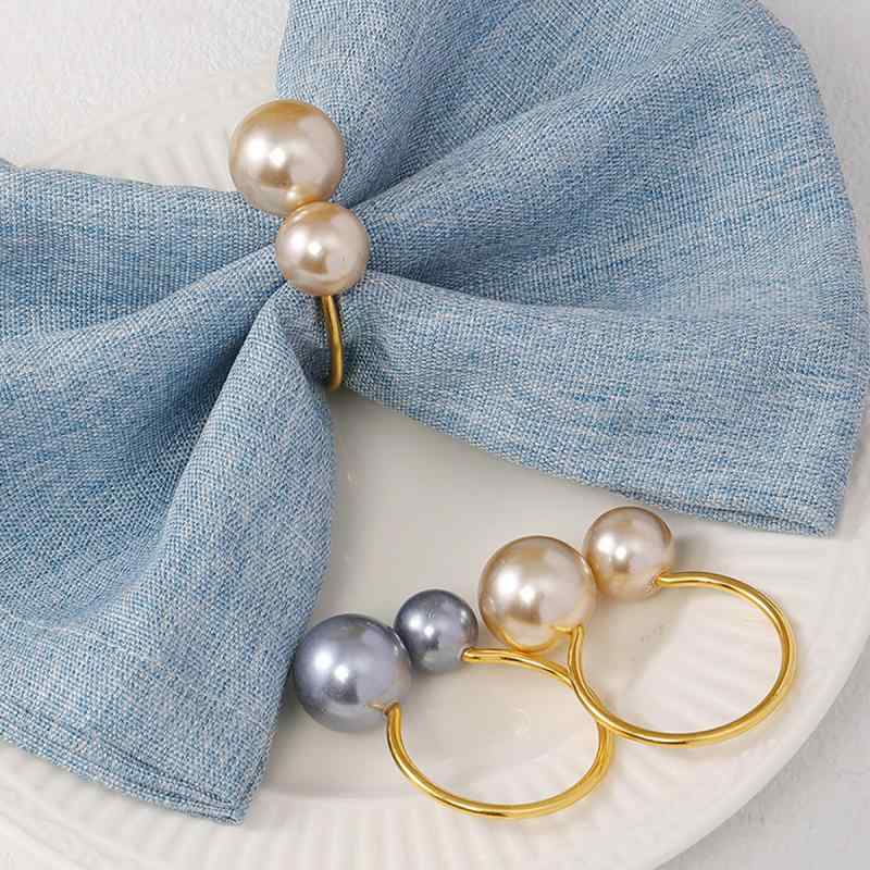 ナプキンリング セット U字型 シャンパンゴールド パール 電気メッキ加工 輝く テーブルアクセサリー ..