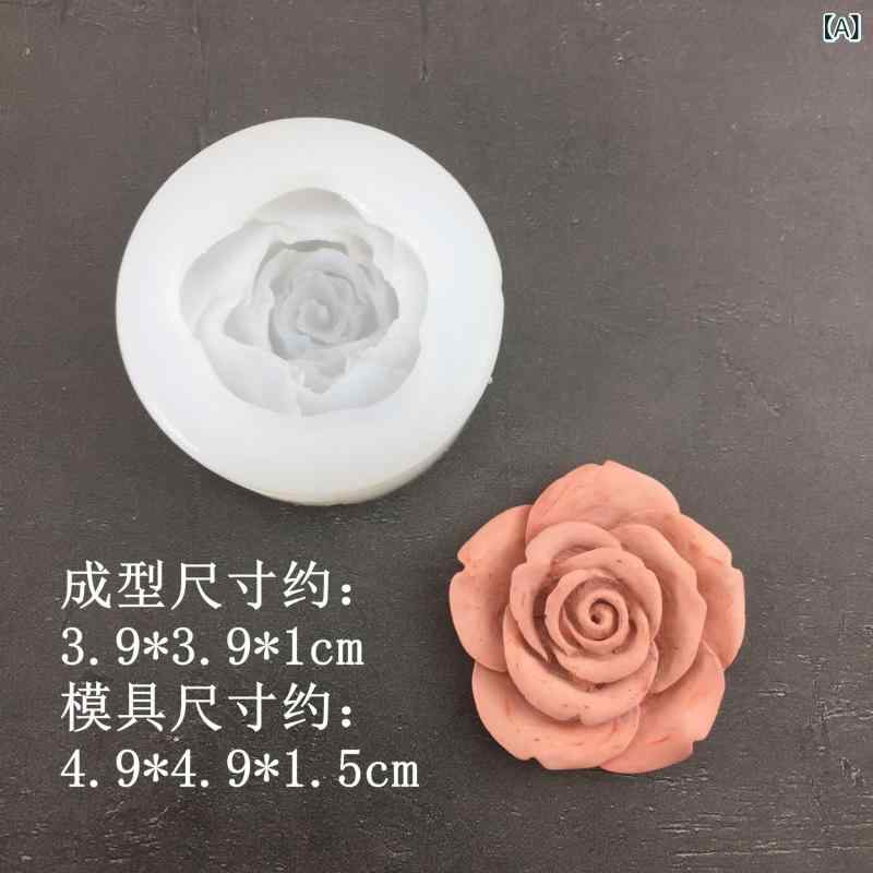 ケーキモールド シリコン ローズ フラワー 葉 6連 大小 半透明 不規則形状 デザート ムース ベーキング..