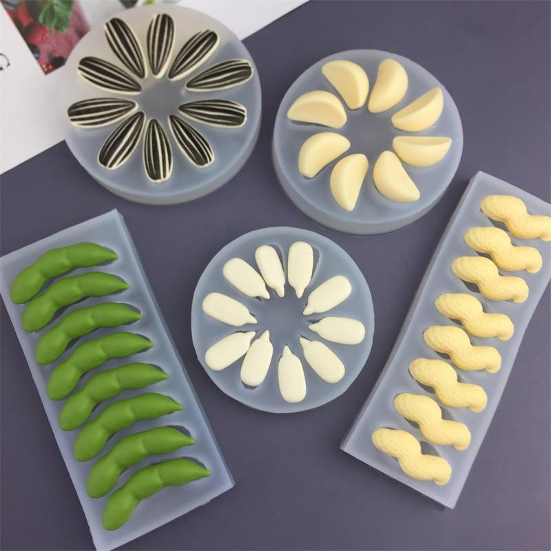 ケーキ型 シリコン 半透明 かわいい 枝豆 ピーナッツ ひまわりの種 ニンニクの瓣 デザート プリン 涼粉..