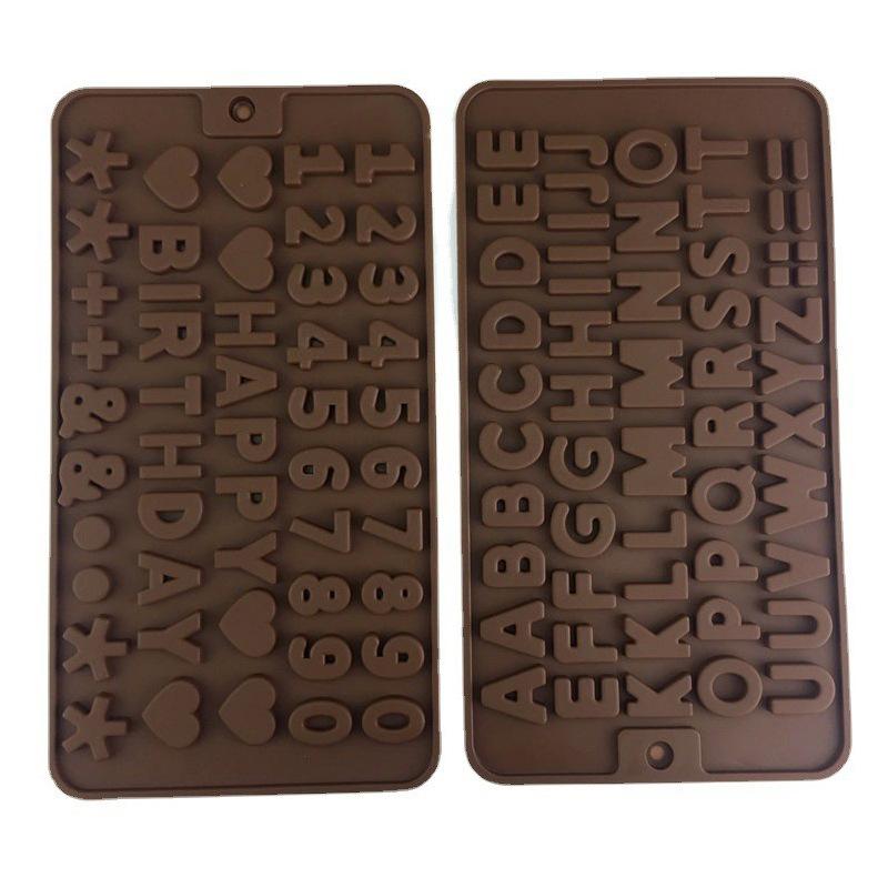 ケーキ モールド シリコン 食品級 不粘着 英文字母 数字 パターン 51孔 チョコレート 型 ベーキング ツ..