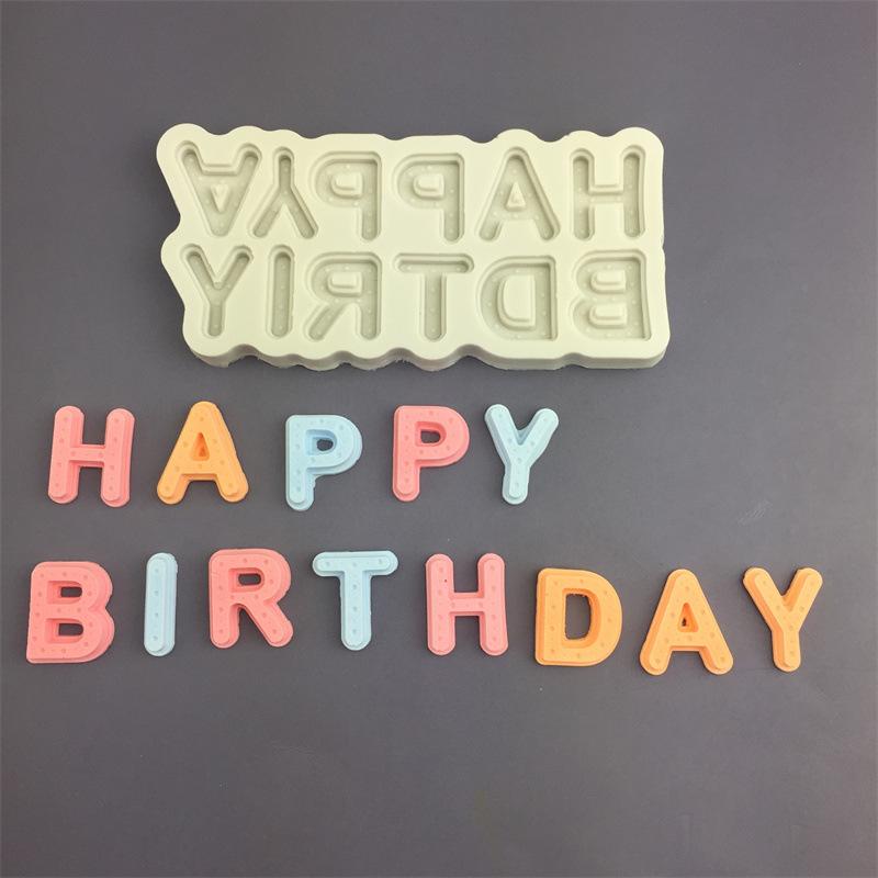 シリコンモールド ケーキ デコレーション ハッピーバースデー アルファベット 大文字 樹脂 クラフト チ..