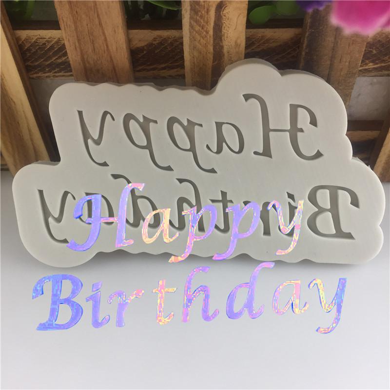 ケーキ型 シリコン ハッピーバースデー 誕生日 メッセージ グレー DIY フォンダン デコレーション 不規..
