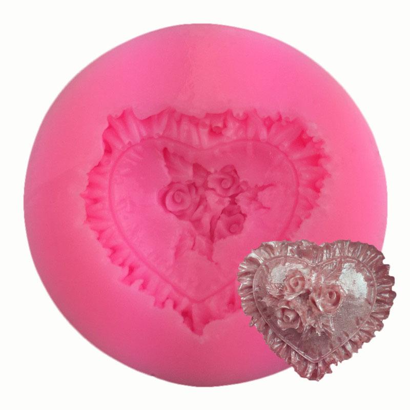 ケーキ型 シリコン ローズ ハート フォンダン プリン ゼリー デザート 不規則 形状 ベーキング ツール DIY キッチン 器具 小型 ピンク かわいい ホームベーキング