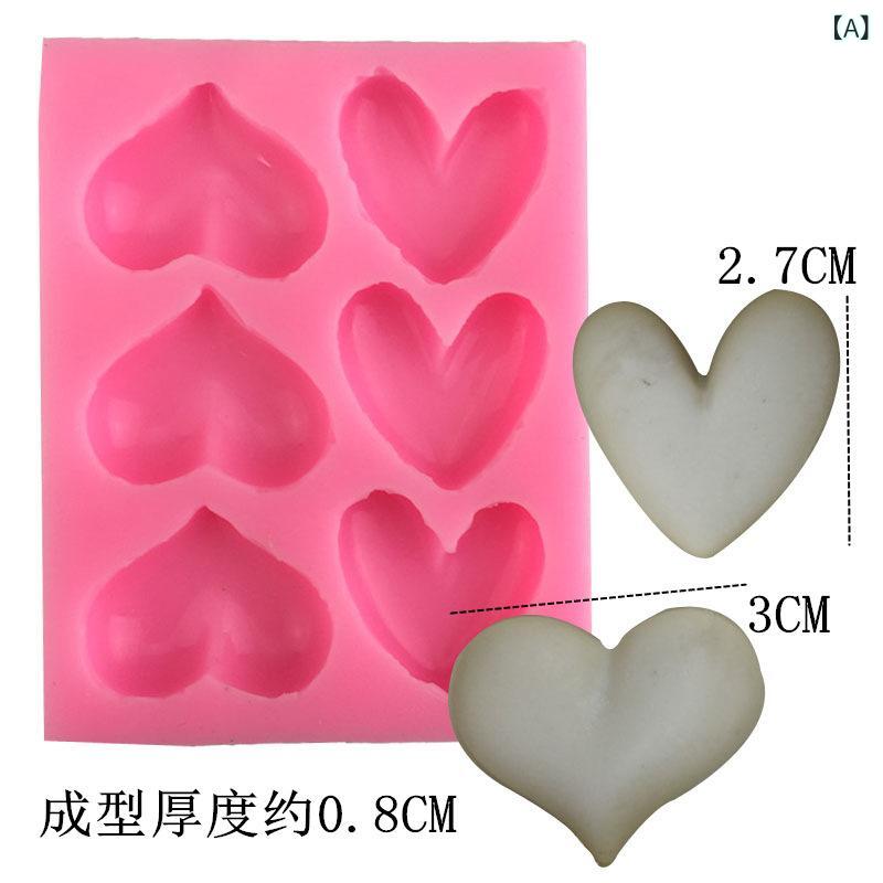 シリコン 型 かわいい ハート 型 6 穴 2 種類 食品 級 液体 シリコン アロマ ディフューザー 石鹸 キャ..
