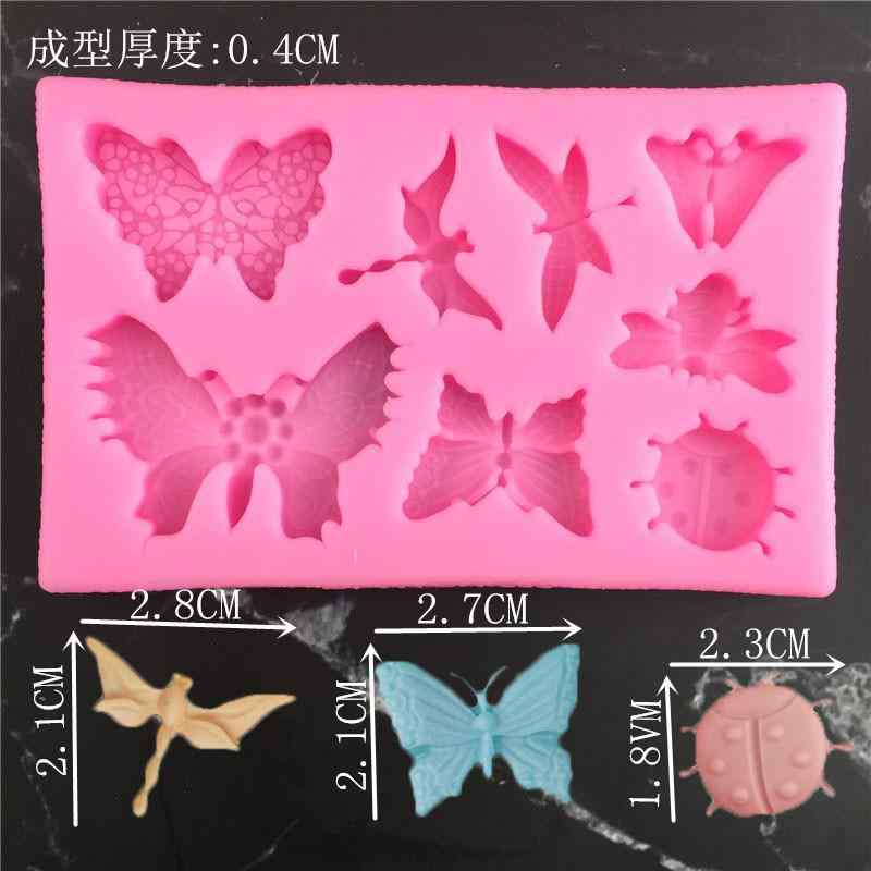 ケーキ型 シリコン かわいい 蝶 トンボ 七星テントウムシ モチーフ 不規則形状 ユニーク ファンデコレ..