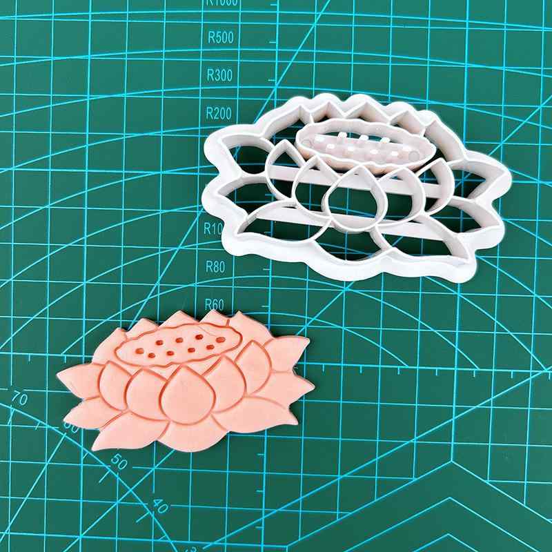 クッキー型 蓮の花 幸運 白 ABS素材 お菓子作り 饅頭 麺食 粘土細工 セット 切り替え 造型 中国風 スタ..
