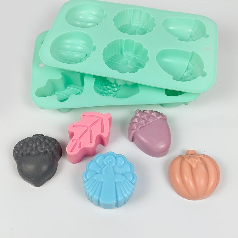 ベビー ケーキ 型 シリコン 離乳食 飾り 木の葉 松の実 かぼちゃ 緑 不規則 形状 柔軟 素材 ベビー フ..