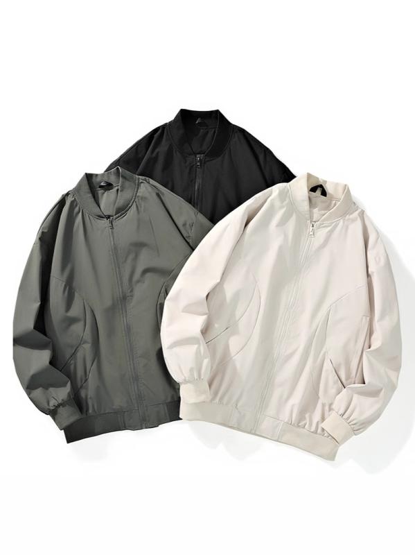 ジャケット メンズ スタンドカラー ルーズフィット アウトドア ワーク 長袖 純色 ポリエステル 耐摩耗 ..