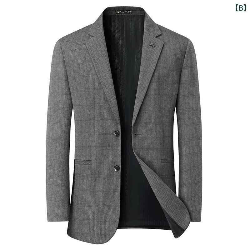 ジャケット メンズ 春秋 大きいサイズ ルーズフィット チェック柄 シングルブレスト 長袖 ポリエステル混紡 ビジネスカジュアル 普段使い 赤茶 グレー 高級感 軽量 吸湿速乾