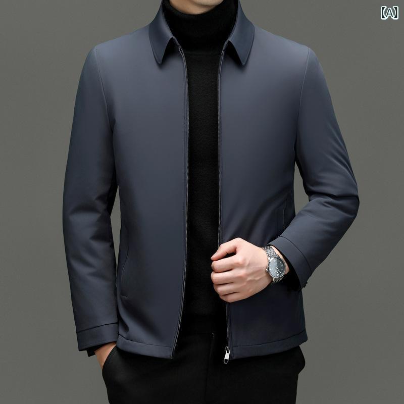 ダウンジャケット メンズ 白グースダウン 厚手 秋冬 スタンドカラー 取り外しインナー フード 防水 ポ..