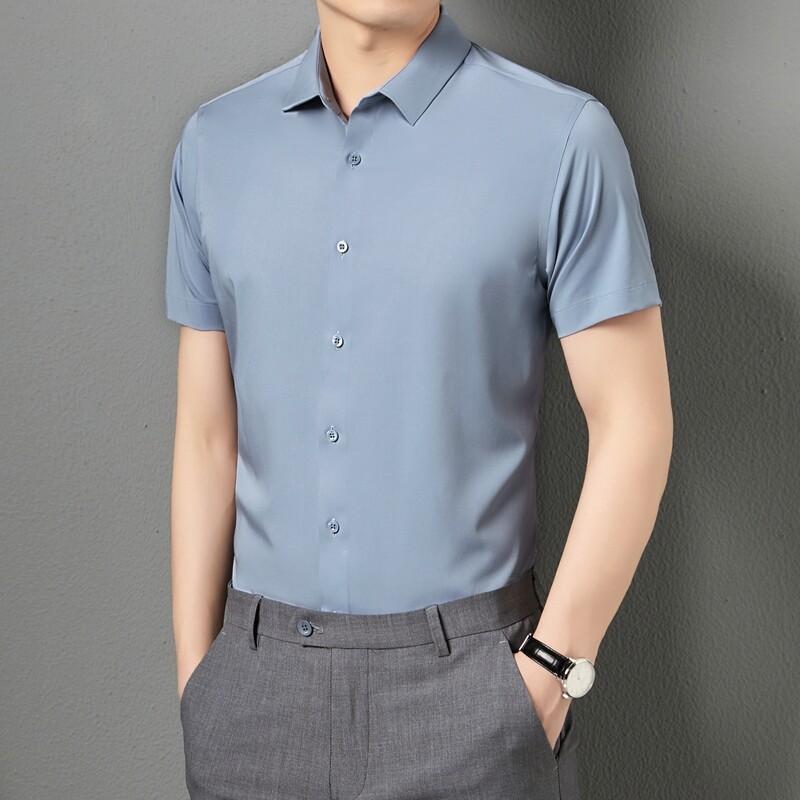 ・カテゴリ: シャツ・スタイル: ビジネス・主な素材: ポリエステル51-70%・機能: 通気性、ノーアイロン、吸湿速乾・袖丈: 半袖・柄: 無地・カラー展開: ホワイト、グレー、ブルー、グレーグリーン・サイズ展開: 48,50,52,54...