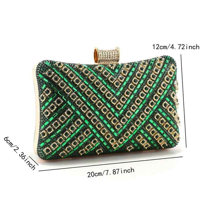 イブニングバッグ レディース クッション型 クラッチバッグ ラインストーン 高級感 ロック開閉 ハンド ショルダー レトロ 小型 スクエア スマホポケット ポリエステル内張り 普段使い 宴会 金 銀 紫 春