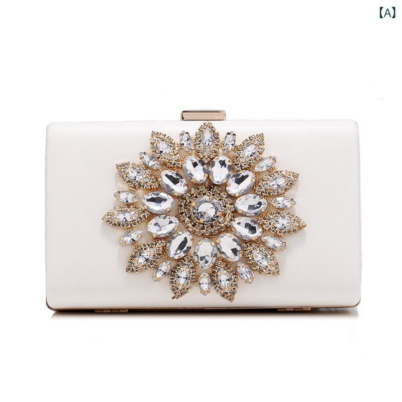 クラッチバッグ レディース ジルコニア装飾 横型スクエア ポリエステル素材 セミハードタイプ フラップ..