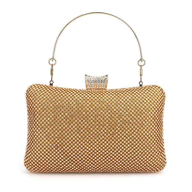 クラッチバッグ レディース イブニング パーティー ラインストーン 枕型 合成皮革 ポリエステル ライニ..