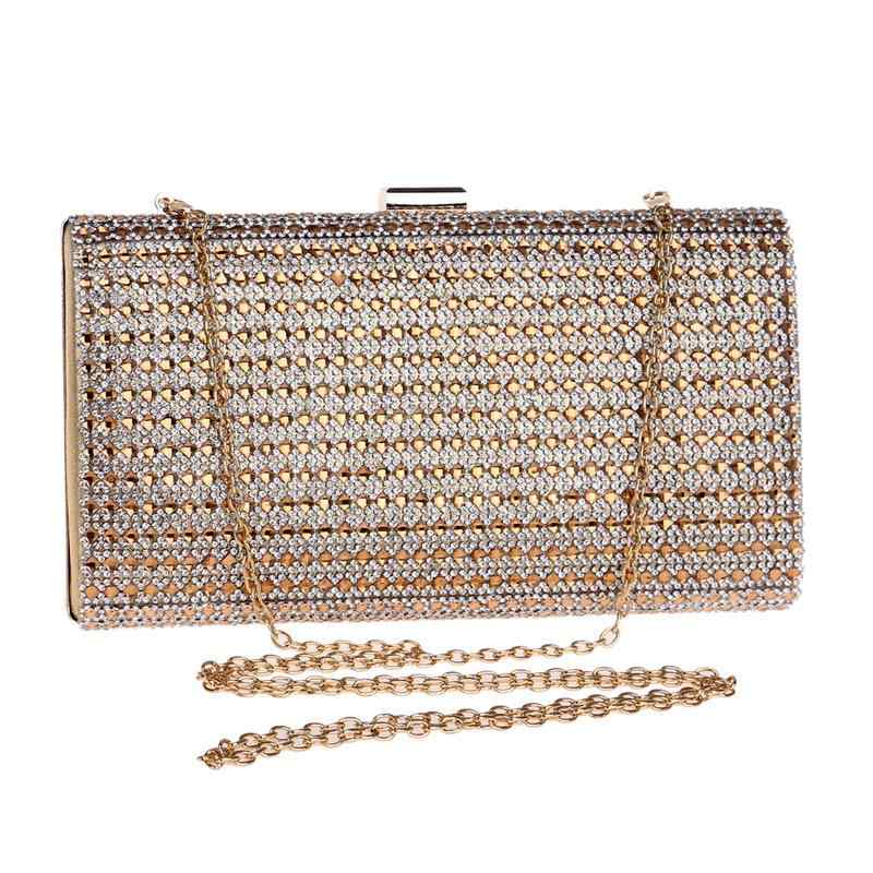 イブニングバッグ レディース クリスタル装飾 クッション型 クラッチバッグ 黒 金 ポリエステル素材 普段使い 宴会 パーティー フォーマル セミハード 蓋開閉 スマホポケット カードポケット