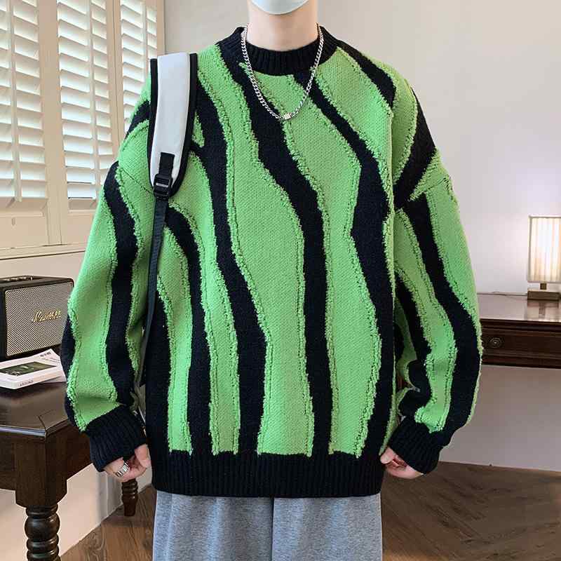 ニットセーター メンズ 冬 ゆったり ピンカラ プルオーバー クルーネック ドロップショルダー 長袖 通..