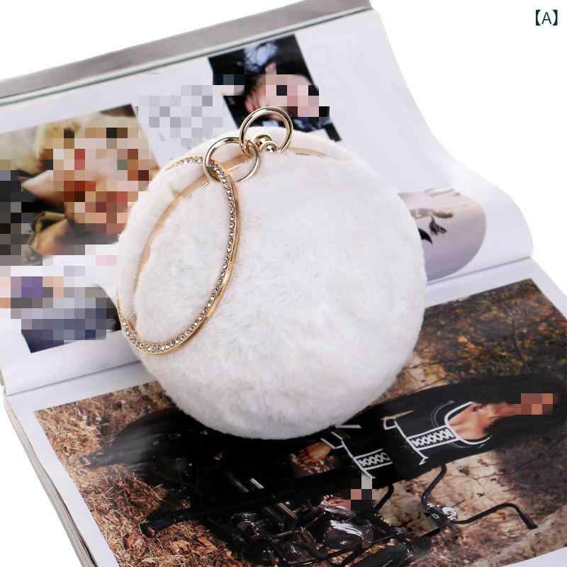 クラッチバッグ レディース 丸型 ミニサイズ ファー素材 イブニング パーティー ディナー フォーマル ..