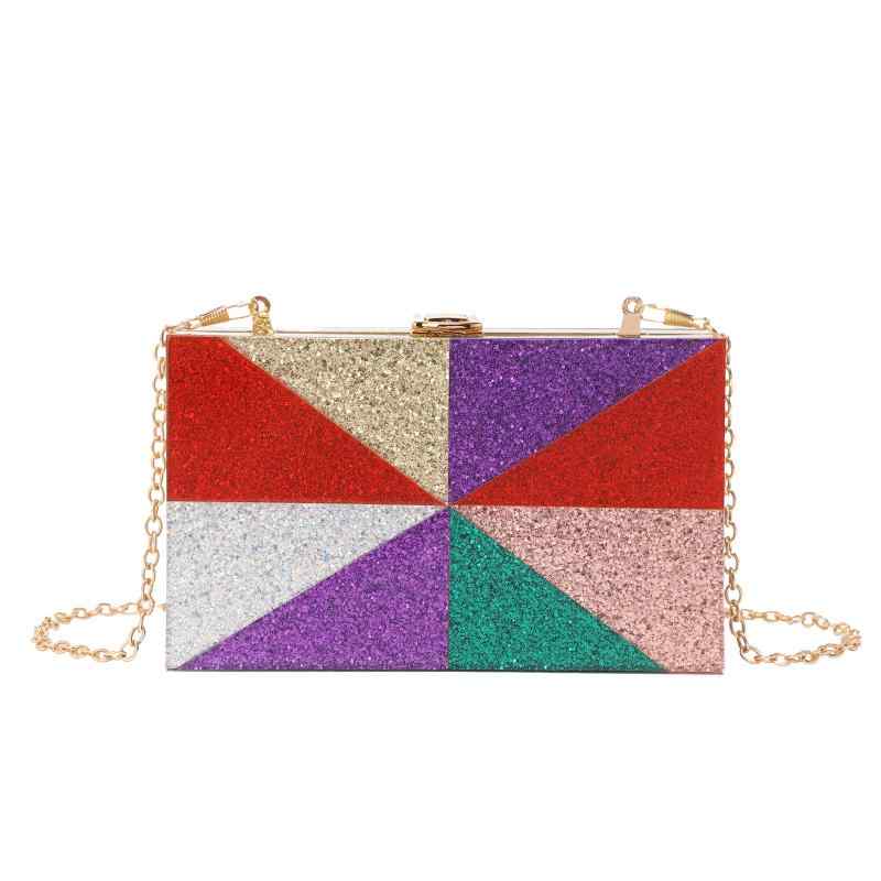 ハンドバッグ レディース 春 切り替え アクリル 小型 横型 四角形 ショルダーチェーン ロック開閉 カラフル 普段使い かわいい 硬め スマホポケット カードポケット フレッシュ スイート