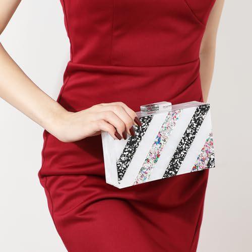 イブニングバッグ レディース 小型 アクリル チェーン ショルダー ハンド パーティー ディナー 宴会 日常 かわいい フレッシュ カラフル 春 ハード ロック 横型方形 立体