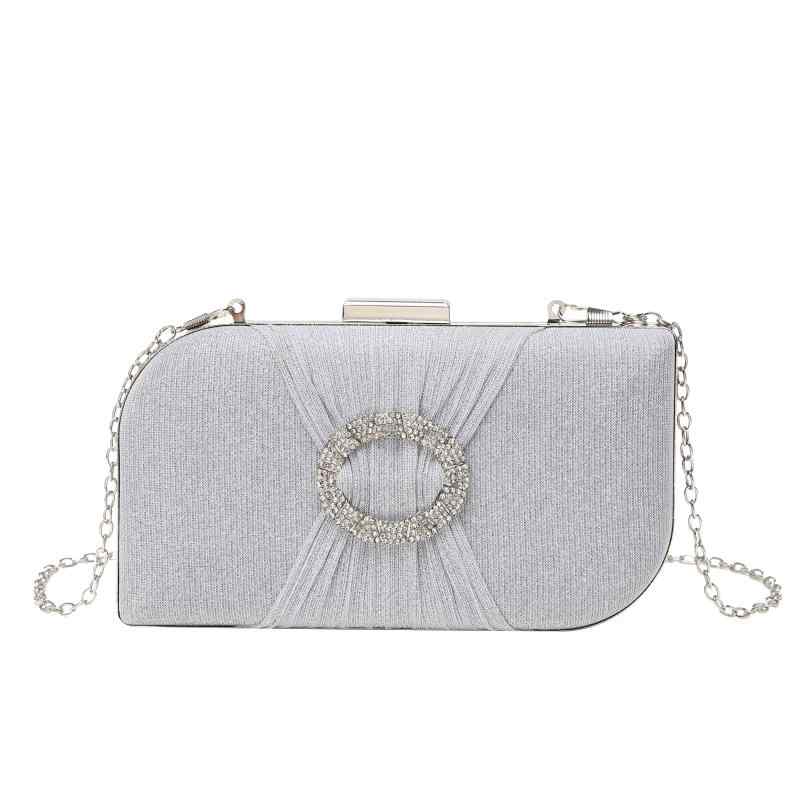 クラッチバッグ レディース ラインストーン プリーツ イブニングバッグ ハンドバッグ 結婚式 パーティー 普段使い ポリエステル 合成繊維 中硬 立体 小型 横型 スクエア型 爽やか かわいい 銀 シャンパン