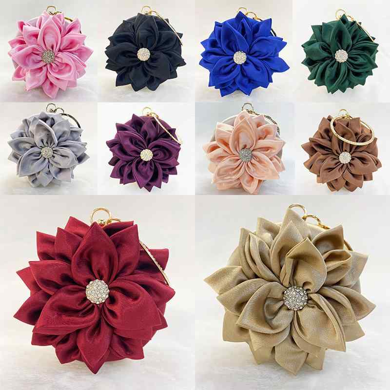 イブニングバッグ レディース 素材 花柄 ラウンド形状 赤 黒 金 ロック開閉 セミハードタイプ 普段使い..