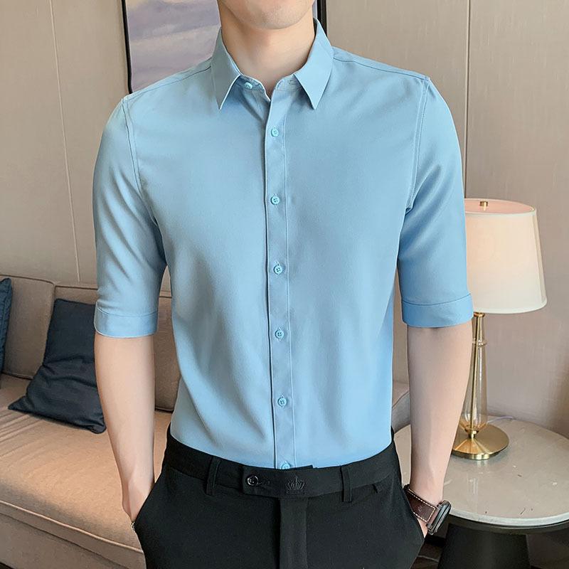 カーディガン メンズ 韓国 アーバン スタイリッシュ 無地 五分袖 ラペルカラー 秋 薄手 軽量 スリムフ..