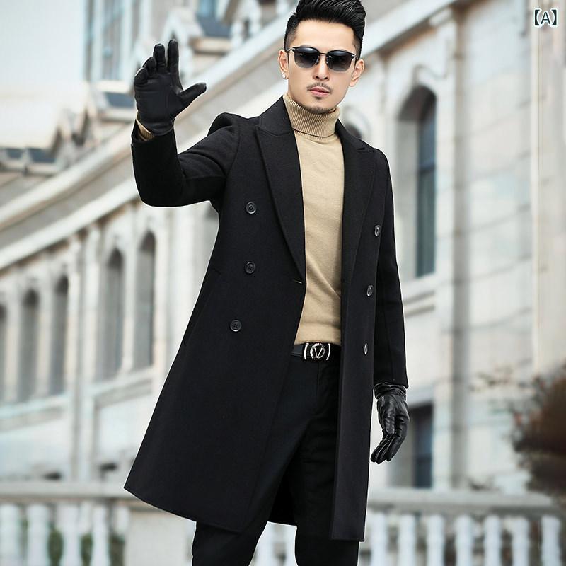 ・カテゴリ: コート・スタイル: 韓国・シルエット: フィット・厚み: 厚手・襟: ダブルブレスト・ネックライン: ラペル・柄: 無地・主な素材: ウール70%・加工: ノーアイロン・裾: ストレート・カラー展開: 黒、灰、紺・サイズ展開: M、L、XL、2XL、3XL