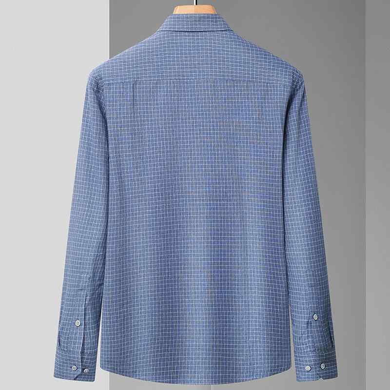 シャツ メンズ 秋冬 長袖 チェック柄 ツートンカラー ルーズフィット 綿混紡 保温 ノンアイロン 暖か 普段使い 50代 大人 ネイビー ピンク