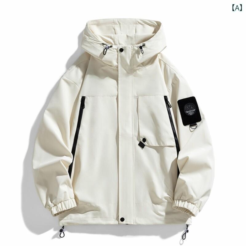 ジャケット メンズ フード コーデュロイ カジュアル 韓国 スリム 薄手 耐摩耗 春 日常 通勤 ベージュ ..