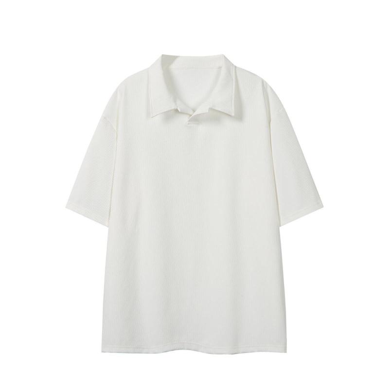 ポロシャツ メンズ 半袖 襟 ゆったり シルエット ストライプ 柄 レトロ ジャパニーズ スタイル リネン ..