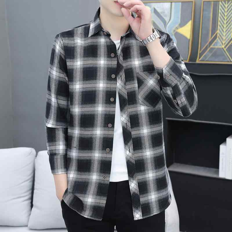 カーディガン メンズ チェック柄 ラペル 長袖 コットン混紡 通気性 ノンアイロン カジュアル 韓国スタ..