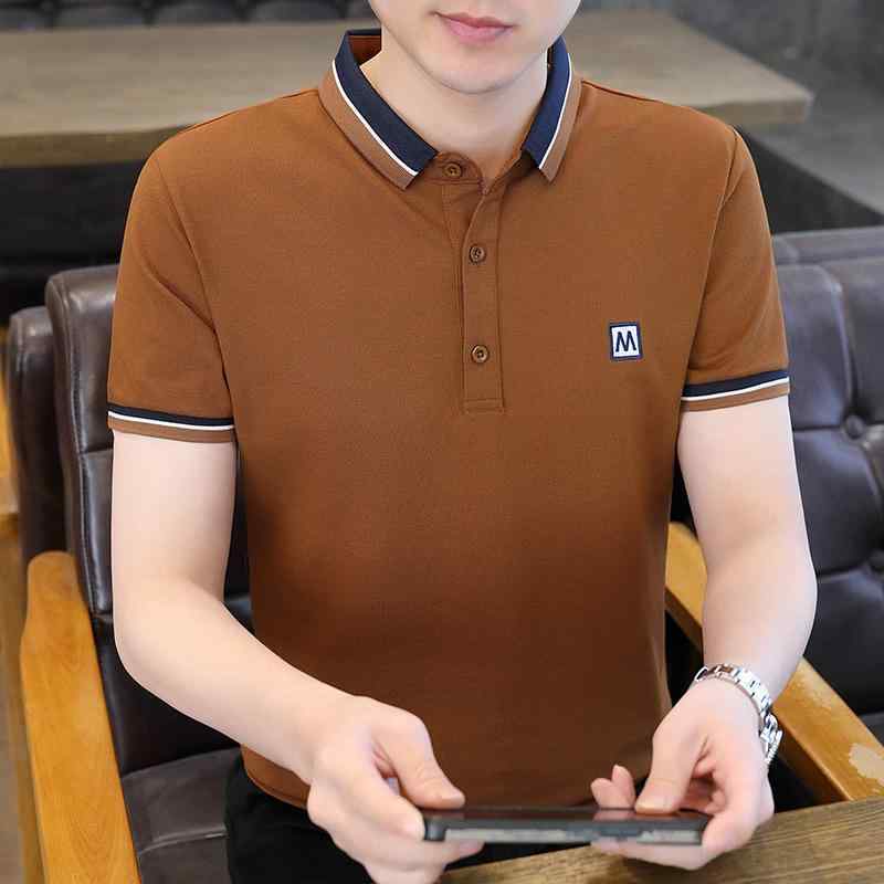 ポロシャツ メンズ 半袖 スリムフィット コントラストカラー 半開襟 トップス 夏 カジュアル コットン..