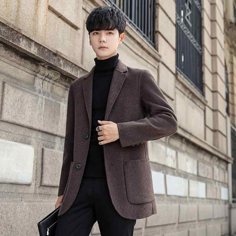 スーツ メンズ 秋冬 ビジネス スリムフィット 無地 シングルブレスト 長袖 ダブルフェイス ウール混 通..