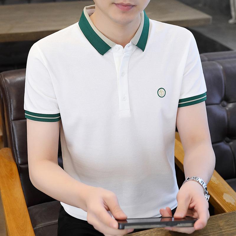 ポロシャツ メンズ 半袖 コントラストカラー 襟 ゆったり 韓国 切り替え 通気性 コットン混紡 カジュア..