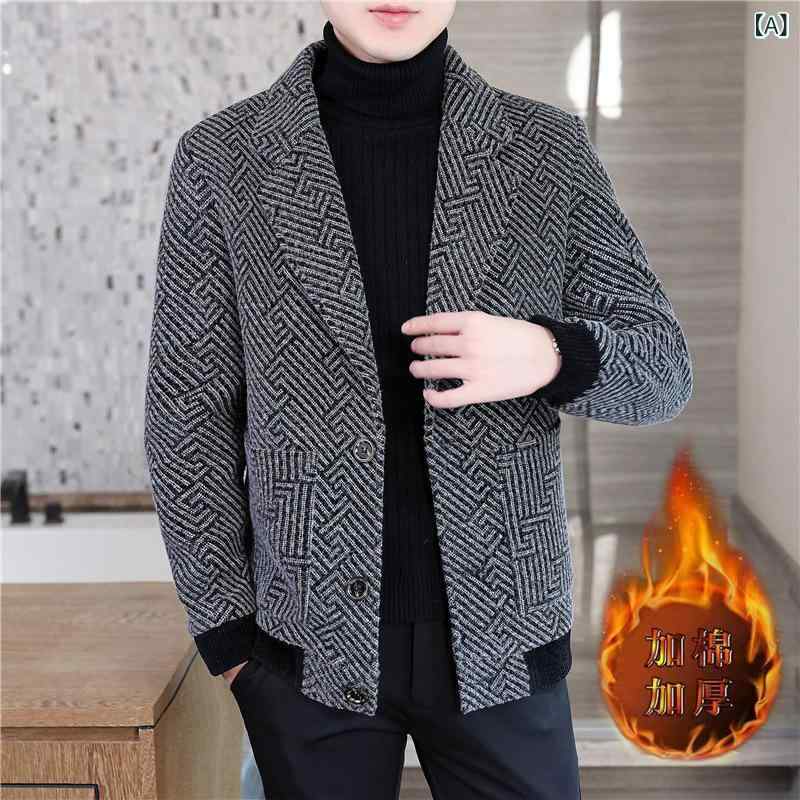 ジャケット メンズ チェック柄 スーツカラー ショート丈 ウール 厚手 長袖 冬 アウター スリムフィット ビジネス カジュアル グレー チャコール ブラウン ポケット ノンアイロン