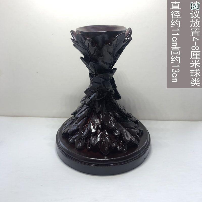 水晶球 スタンド 彫刻 アクリル製 白 ダークブラウン 仏手 蓮花 樹葉 彫花パターン 収納ベース デスク..