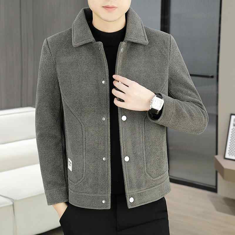 コート メンズ 秋冬 カジュアル フード コーデュロイ ラビットファー ジャケット 黒 黒緑 薄手 スリムフィット ノーアイロン 耐摩耗 ポップ ベーシック 普段使い アウター(4)