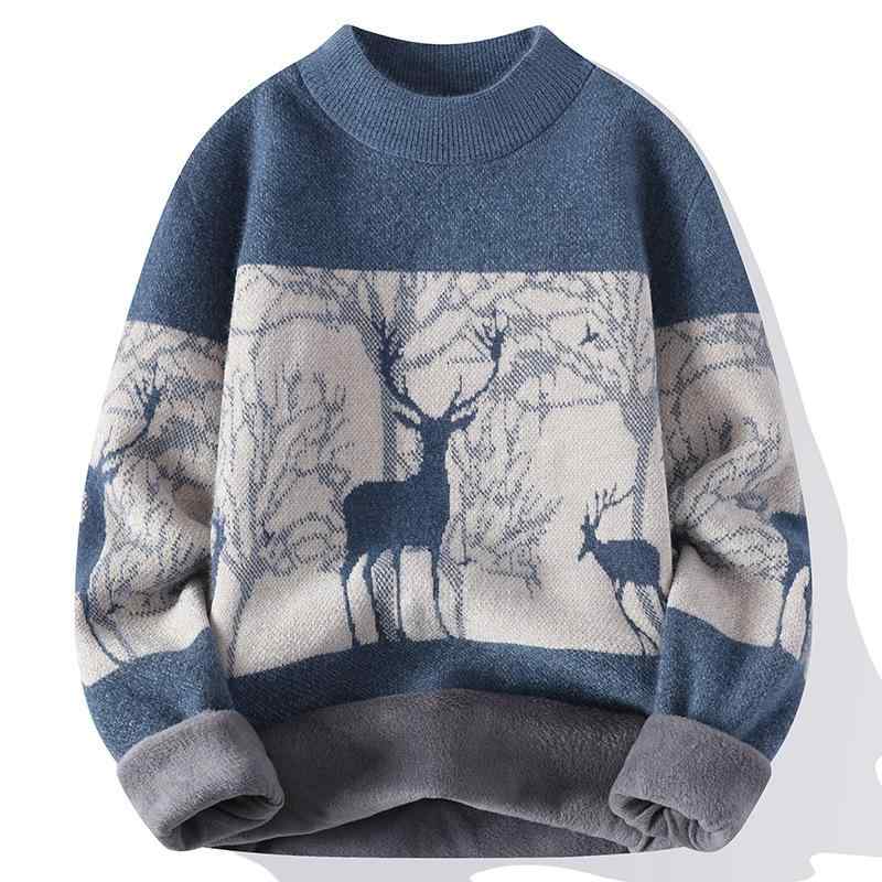 ニット インナー メンズ 青少年 半ハイネック 長袖 冬 厚手 暖かい ルーズフィット 通気性 ポリエステル 普段使い スクールスタイル 織り柄 トップス セーター