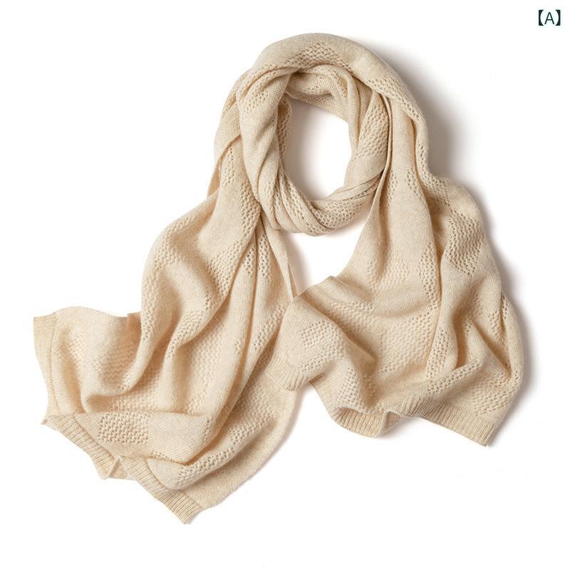 マフラー レディース スカーフ ショール 秋冬 ニット 菱形 レース ロング 保温 汎用 ビジネス 優雅 ミ..